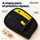 Detalle ilustrativo del guante quitapelos NEW, correa y malla.